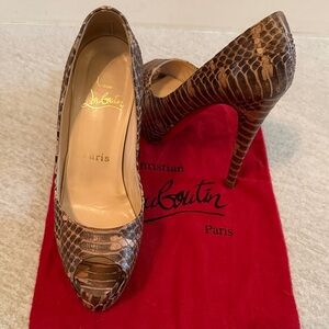 Christian Louboutin Snakeskin Brown Heels